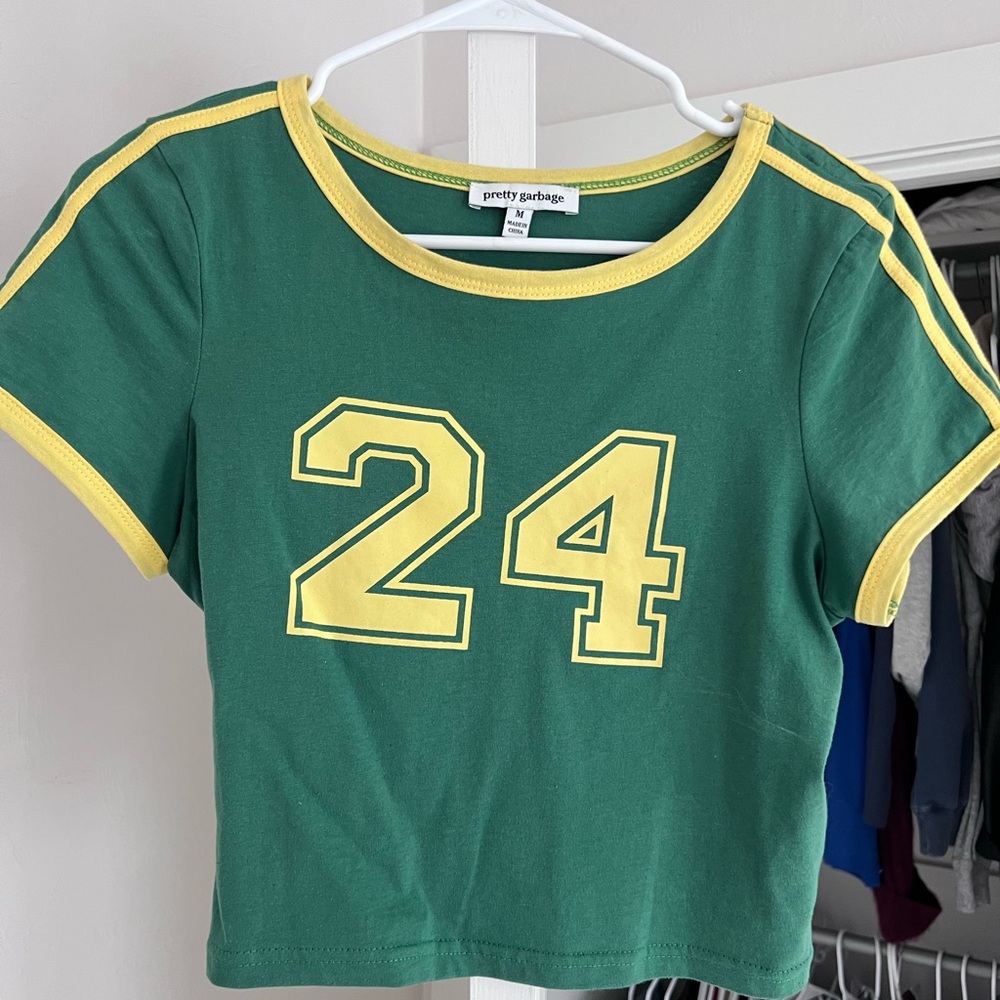 Pretty Garbage Green and Yellow Crop Top